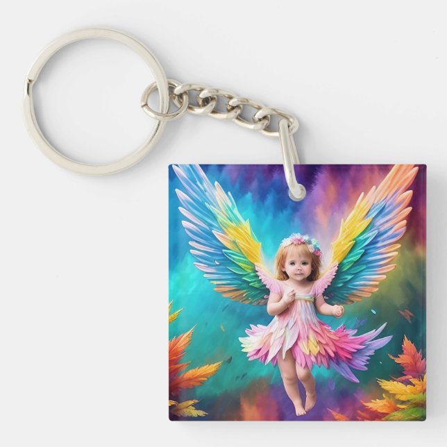 Cute Baby Angel Wings Art-38424 Key Ring (Front)