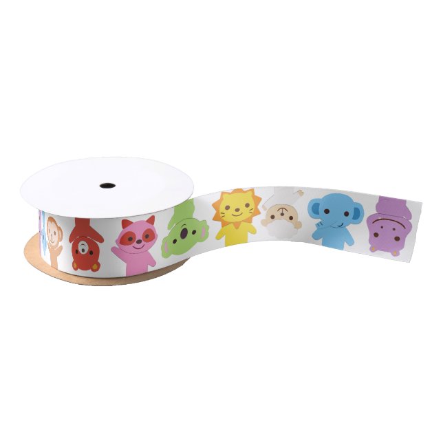 Cute Baby Animal Friends Ribbon Satin Ribbon (Spool)