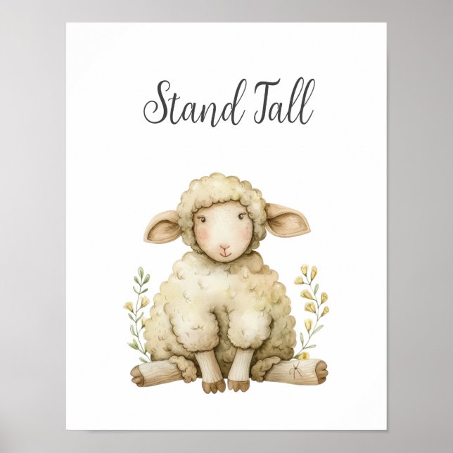 Cute Baby Animal Sheep Stand Tall Nursery Kid Room Poster (Front)