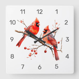 Cute Baby Animal Squirrel Autumn Leaves Square Wall Clock