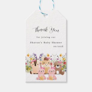 Cute Baby Animals and Wildflower  Baby Shower Gift Tags