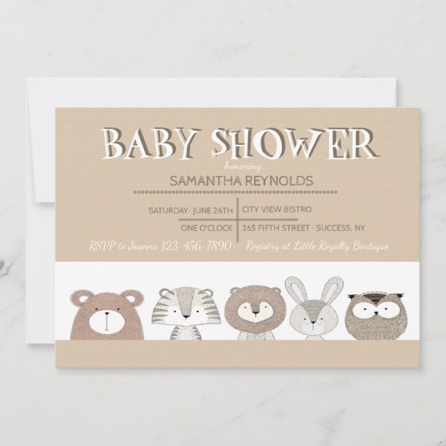 Cute Baby Animals Baby Shower Invitation (Front)