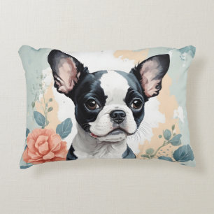 Cute Baby Animals   Boston Terrier Puppy Decorative Cushion