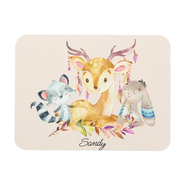 Cute Baby Animals Custom Name Gender Neutral    Magnet (Horizontal)