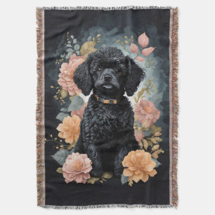 Cute Baby Animals Cute Black Poodle Puppy Throw Blanket