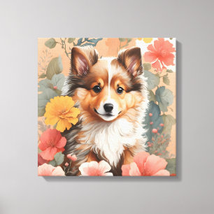 Cute Baby Animals Cute Shetland Sheepdog Puppy Canvas Print