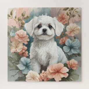 Cute Baby Animals Cute White Maltese Puppy Jigsaw Puzzle