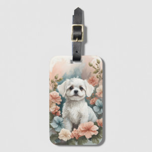 Cute Baby Animals Cute White Maltese Puppy Luggage Tag