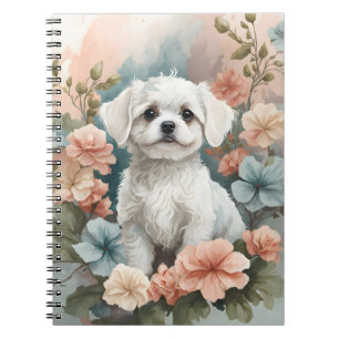 Cute Baby Animals Cute White Maltese Puppy Notebook