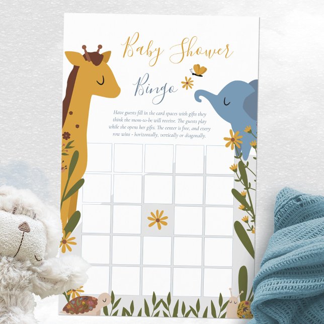 Cute Baby Animals Floral Baby Shower Bingo Game (Wild Animals Floral Baby Shower Bingo Game ©Susanne Sachers - Sunny Mind Design 🌞)