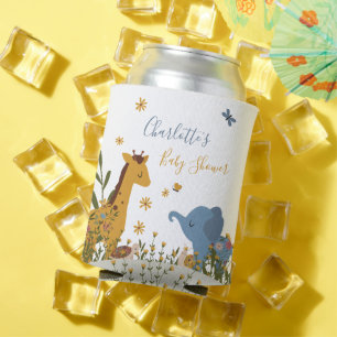 Cute Baby Animals Floral Baby Shower Can Cooler