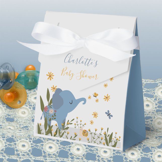 Cute Baby Animals Floral Baby Shower Favour Box (Cute Wild Animal Elephant Giraffe Baby Shower Favor Boxes ©Susanne Sachers - Sunny Mind Design 🌞)