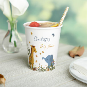 Cute Baby Animals Floral Baby Shower Paper Cups