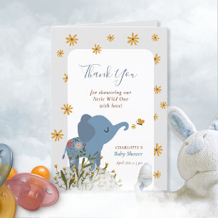 Cute Baby Animals Floral Baby Shower Thank You Card
