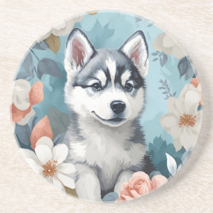 Cute Baby Animals Husky Puppy Coaster