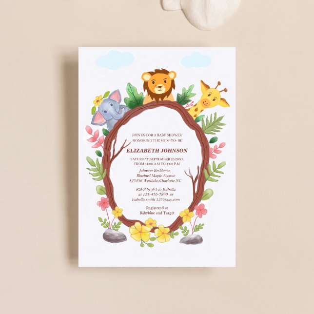 cute baby animals jungle safari baby shower  invitation (Creator Uploaded)