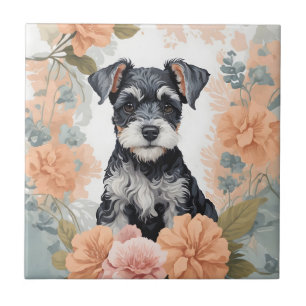 Cute Baby Animals - Miniature Schnauzer Tile