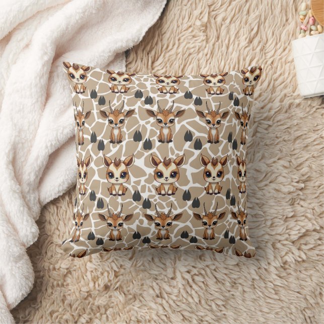 Cute Baby Antelope Brown Print Cushion (Blanket)