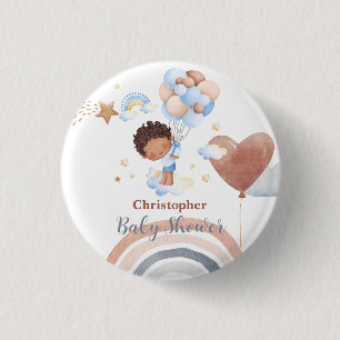 Cute baby Balloon African american kid baby shower 3 Cm Round Badge