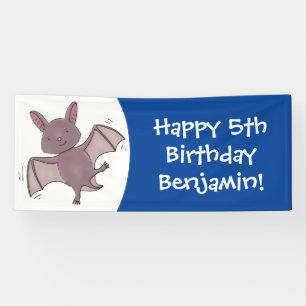 Cute baby bat flying cartoon illustration banner