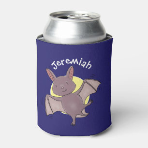 Cute baby bat flying cartoon illustration can cooler