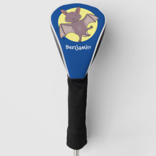 Cute baby bat flying cartoon illustration golf head cover