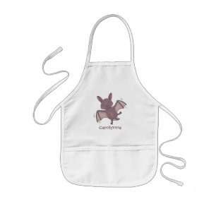 Cute baby bat flying cartoon illustration kids apron
