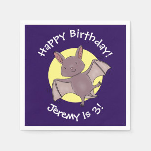 Cute baby bat flying cartoon illustration napkin