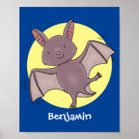 Cute baby bat flying cartoon illustration