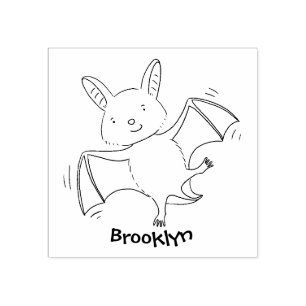 Cute baby bat flying cartoon illustration rubber stamp