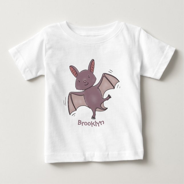 Cute baby bat flying cartoon illustration T-Shirt (Front)