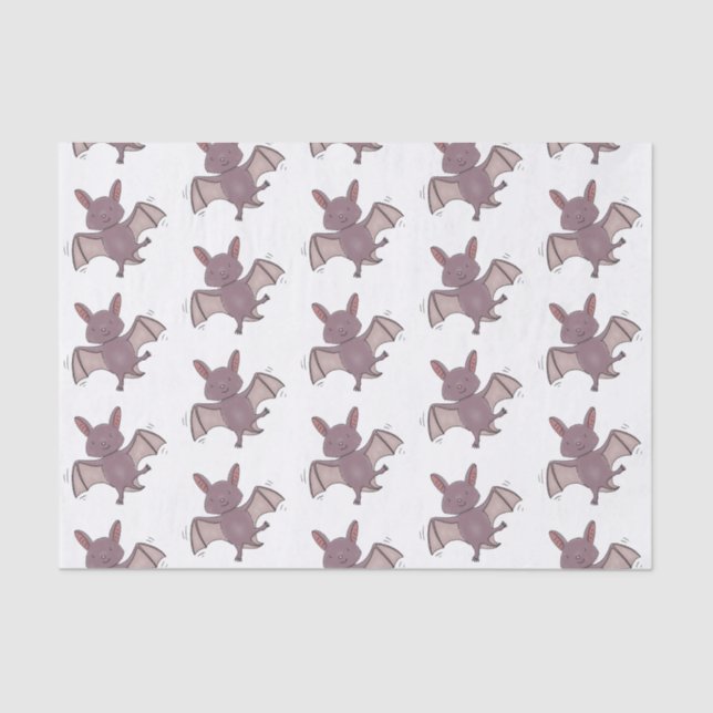 Cute baby bat flying cartoon illustration tissue paper (Front)