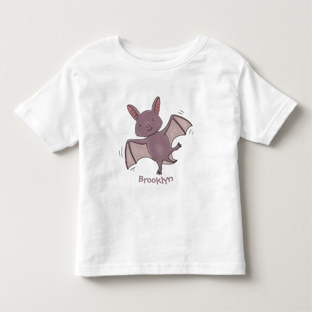 Cute baby bat flying cartoon illustration toddler T-Shirt (Front)