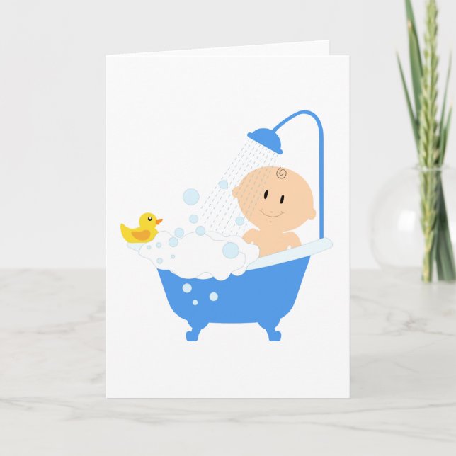 Cute Baby Bathtub Card (Front)