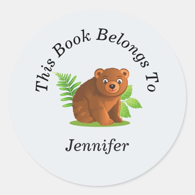 Cute Baby Bear Back to School Classic Round Sticker (Front)