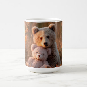 Cute Baby Bear Cub Hugging a Teddy Bear Coffee Mug