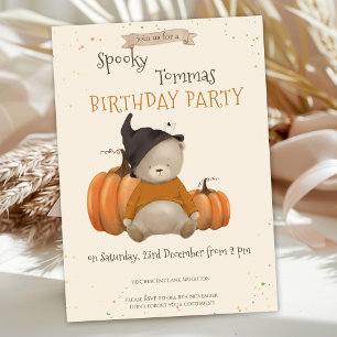 Cute Baby Bear Halloween Birthday Invitation