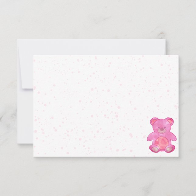 Cute Baby Bear In Pink Custom Blank Card (Front)