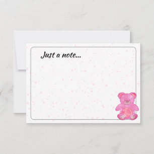 Cute Baby Bear In Pink Custom Just a Note Card