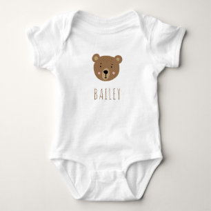Cute baby bear modern blue bodysuit