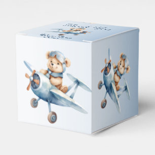 Cute Baby Bear Pilot Blue Airplane Beautiful Favour Box