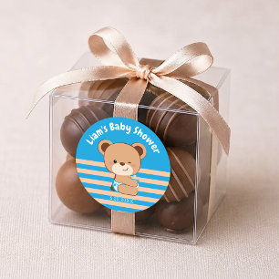 Cute Baby Bear Sticker (blue background)