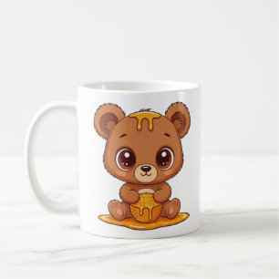 cute baby bear with a honeycomb design coffee mug