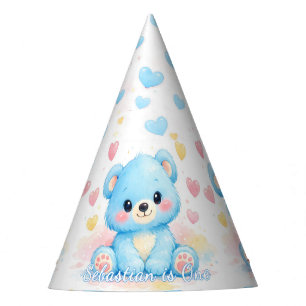 Cute Baby Bears Blue Birthday Pastel Party Hat