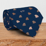 Cute Baby Bears Pattern Monogrammed Tie<br><div class="desc">Cute baby bears pattern on dark blue background design neck tie with a monogram.  You can personalise the monogram easily or choose the colour of your own choice using the design tool.</div>