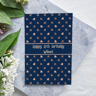 Cute Baby Bears Pattern Personalised Birthday Card