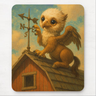 Cute baby big eye hippogriff funny fantasy art mouse pad