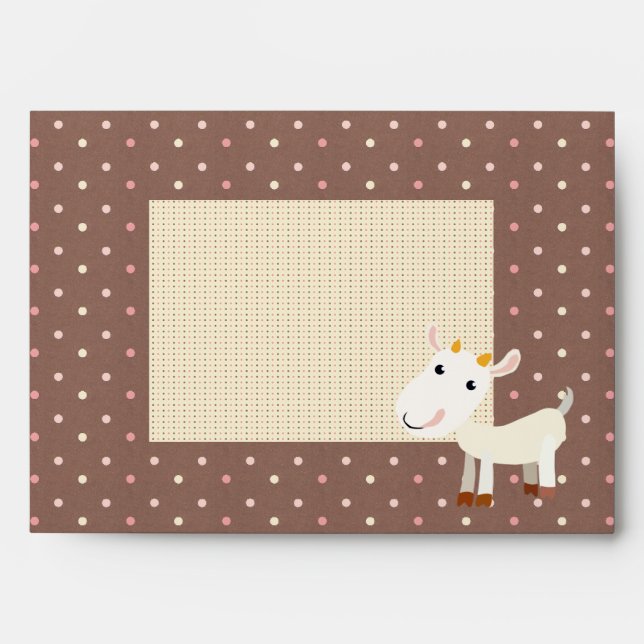 Cute Baby Billy Goat Envelope with Polka Dots (Front)