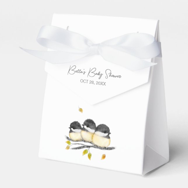 Cute Baby Bird Chickadees Baby Shower Favour Box (Front Side)