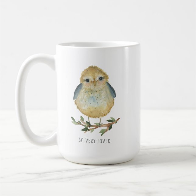 Cute baby bird mug (watercolor) (Left)